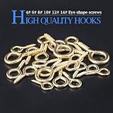 GLARKS 100pc Brass Plated Lag Eyebolts Screw Hooks Assortment Set 6 Sizes view 3