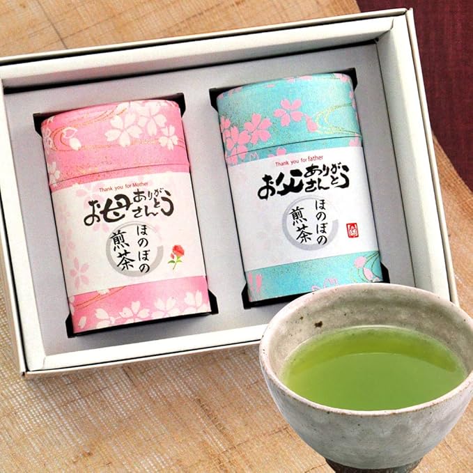 Amazon 父の日 母の日 ペアギフト 新茶 煎茶80g ２缶入 お父さん お母さん お茶 セット 緑茶 お茶のかやまえん 日本茶 通販