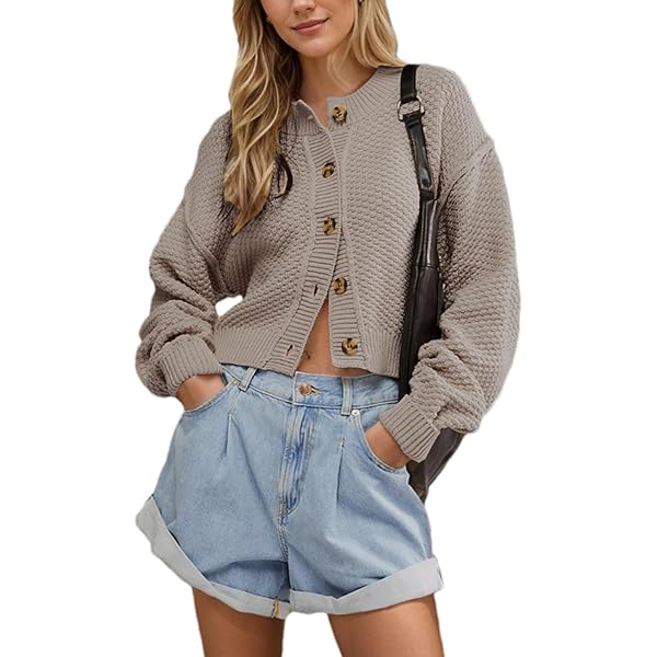 トップス 2023SS SIIILON short cardigan Sweaters for Women Fall Fashion 2023 V Neck Cropped Button