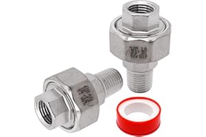 S SYDIEN 2PCS Cast Pipe Fittings Union, 1/4" NPT Male x 1/4" NPT Female 304 Stainless Steel Cast Pipe Fitting
