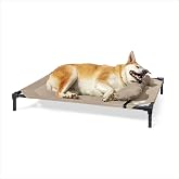 Coolaroo Pro Elevated Dog Bed with HeatShield Fabric &ndash; Advanced Cooling Raised Cot for Medium &amp; Large Breeds, Easy-Clean, Low-to-Ground Access, Bonus Bolster Pillow &ndash; Great Sandy Beige