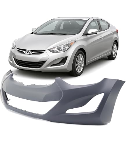 Rear Bumper Cover For Hyundai Elantra 2014-2016 - Primed, Direct Replacement, Without Park Assist Sensor Holes