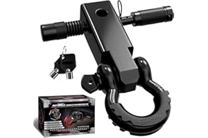 AUTMATCH Shackle Hitch Receiver 2 Inch - 3/4" D Ring Shackle and 5/8" Trailer Hitch Lock Pin, 45,000 Lbs Break Strength Heavy Duty Receiver Towing Kit for Off-Road Vehicle Recovery, Black