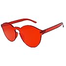 J&L Glasses Transparent Rimless Ultra-Bold Candy Color sunglasses (Red, clear)