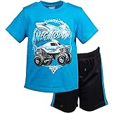 Monster Jam T-Shirt and Mesh Shorts Outfit Set Toddler to Big Kid Grave Digger El Toro Loco Megalodon