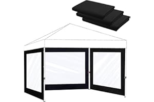 SCOMANAGE Clear Canopy Sidewalls for 10x10 Pop Up Tent,3 Pack Sunwalls Only,(Black)