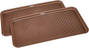 GREAT WORKING TOOLS Boot Trays - Set of 2 Brown All Weather Heavy Duty Shoe Trays, Pet Bowl Mats Trap Mud, Water and Food Mess to Protect Floors - Brown, 30