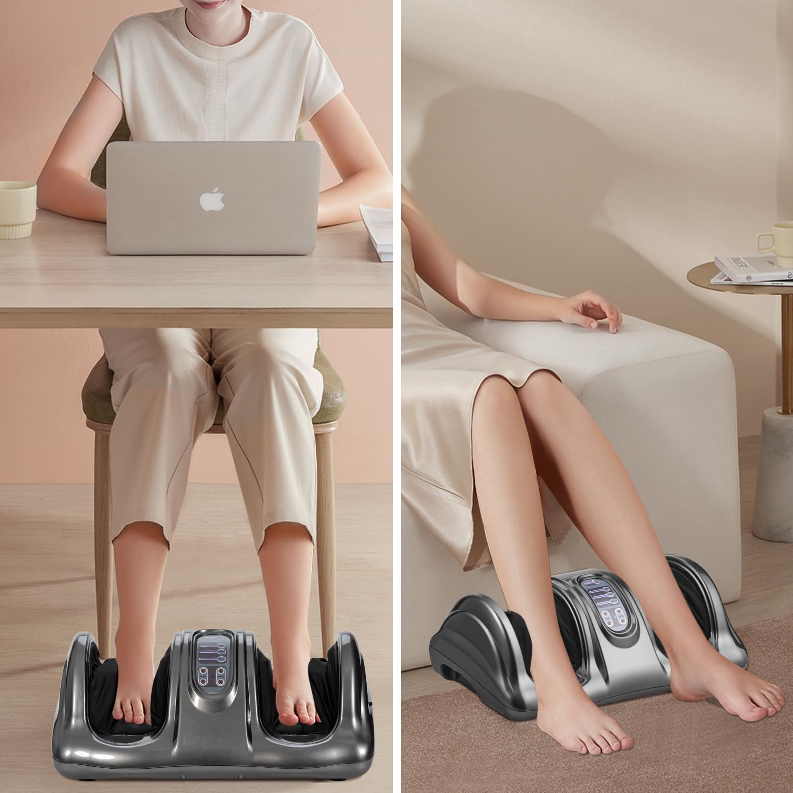 Woman removing the detachable covers from the foot massager