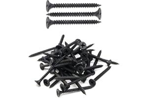 IMScrews 100pcs #6 x 1-3/4" Flat Head Phillips Drywall Screws Fine Thread Sharp Point Wood Screw, Carbon Steel 1022A, Black Phosphate