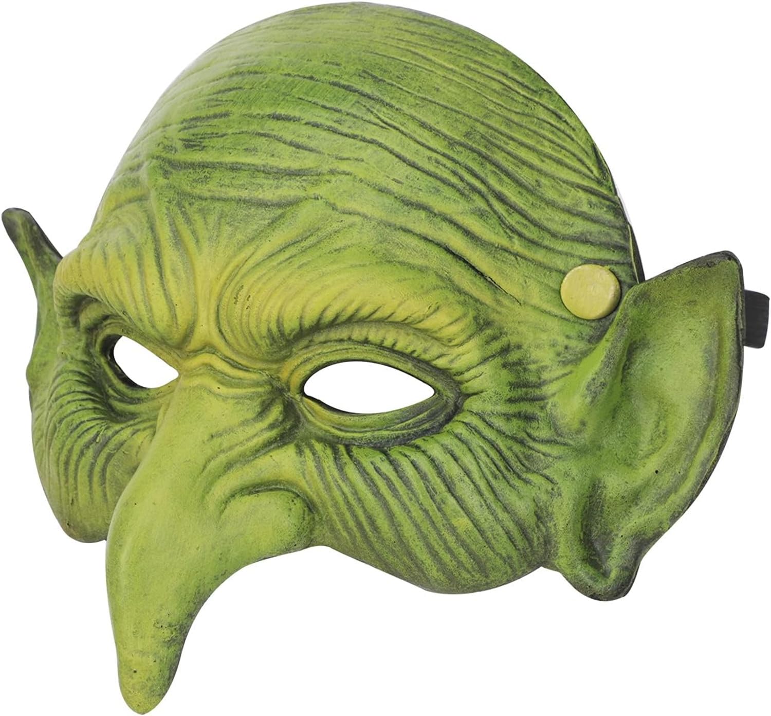 CMLLING Witch & Goblin Half Face Green Goblin Mask - PU Foam Face Cover for Women & Girls Halloween Cosplay, Carnival & Party Dress Up Costume