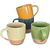 Mora Ceramic Artisan Matte Large Latte Mug Set of 4, 16oz - Microwavable, Porcelain Coffee Cups With Big Handle - Modern, Boho, Unique Style For Any Kitchen. Microwave Safe Stoneware - Safari Colors