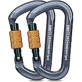 Auto Locking Rock Climbing Carabiner Clips, Heavy Duty Asymmetrical Carabiner Connector Used for Rappelling Rescue Outdoor Climbing, Mountaineer, Hammock, Camping