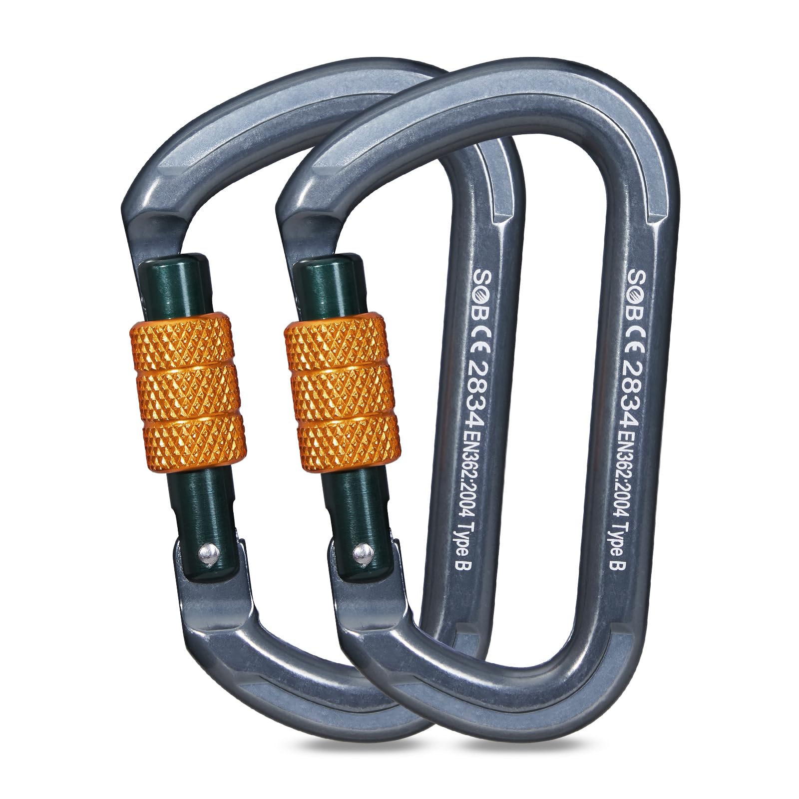 Climbing Carabiners, Auto Locking Carabiner Clips Heavy Duty for Rock Climbing, Camping, Dog Leash, Hammock, Swing, Water Bottle (28KN-2Pack)