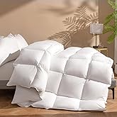 DWR Luxury King Size Down Comforter, 50% Real Down Filled, Ultra-Soft Cotton Blend, Medium Weight for All Season, Hotel Style Duvet Insert with Ties (106x90 Inches, White)