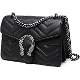 MYHOZEE Crossbody Bags for Women - Snake Printed Clutch Purses Leather Chain Shoulder Bags Evening Handbags