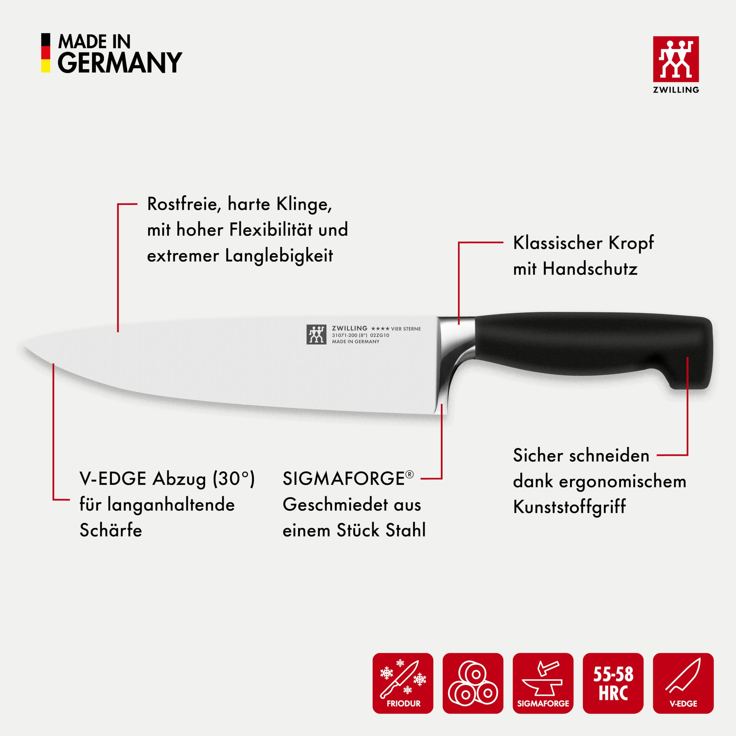 ZWILLING Vier Sterne Selbstschärfender Messerblock 7-teilig, Rostfreier Spezialstahl, Schwarz, Made in Germany 7