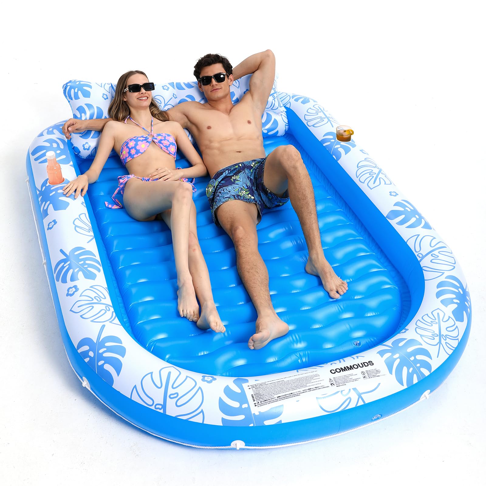 Photo 1 of COMMOUDS Inflatable Tanning Pool Lounger Float with Cervical Pillow - Ultra Large(89" x 67") Pool Floats Adult for Sunbathing, Backyard, Pool Party - Inflate Ball Pit for Baby - Kid Swimming Pool Bed