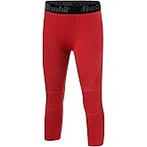 Runhit Boys Compression Pants 3/4 - Youth Athletic Leggings Capris Tights Sports Base Layer for Basketball Football Baseball