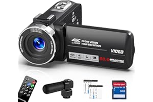4K Video Camera Camcorder Ultra 80MP IR Night Vision Vlogging Camera for YouTube 18X Digital Zoom Camcorder 3.0" IPS Screen w