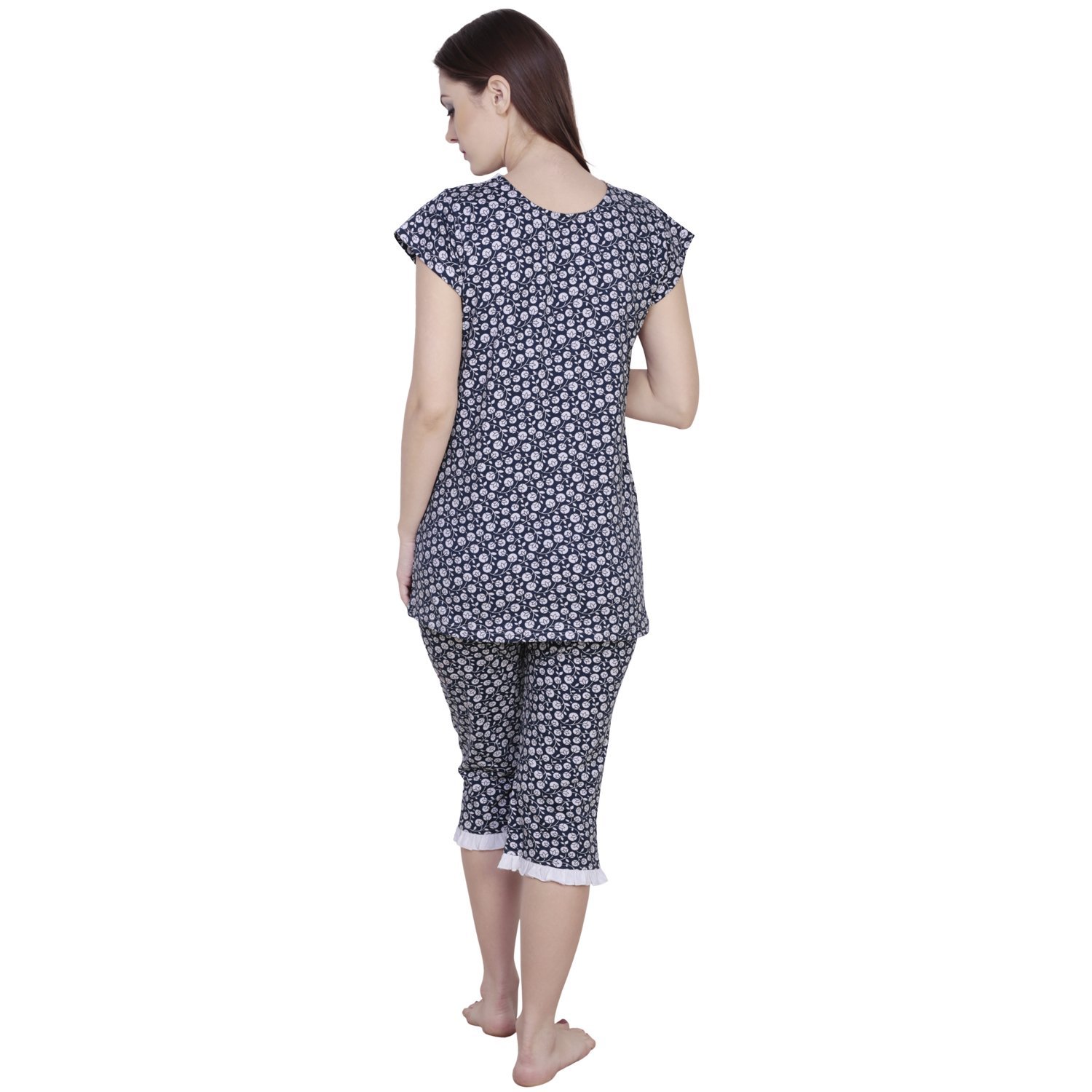 claura floral print cotton capri-top