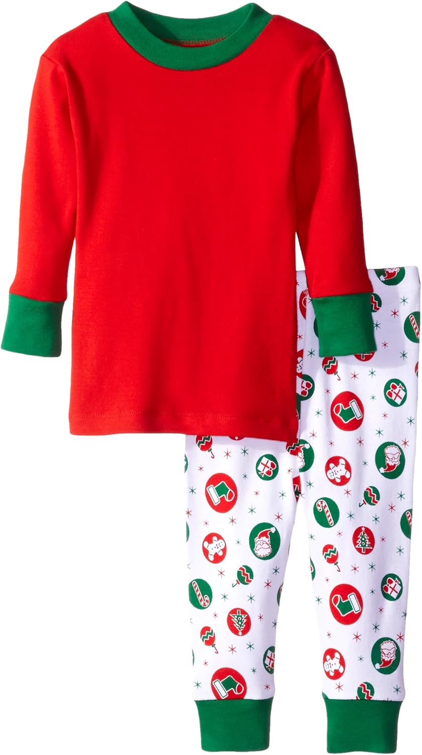 New Jammies Baby Girls' Organic Pajamas Retro Christmas Top