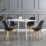 mcc direct Set of 4 Retro Dining Chairs with Wooden Legs & Cushions view 7