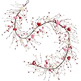 Nearly Natural 6ft. Artificial Valentine's Day Heart & Berry Twig Garland