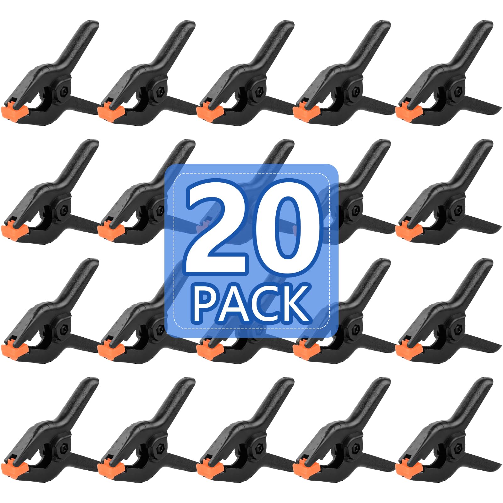 20 Pack 4.5 inch Plastic Spring Clamps, Black Heavy
