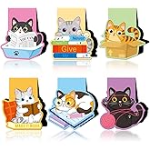JSRQT 6 Pack Magnetic Bookmark Cute Cats Book Marks Page Markers Book Markers Clip for Students Teachers Assorted Cat Bookmarks for Women Men Funny Book Lovers Gifts Personalised Bookmark