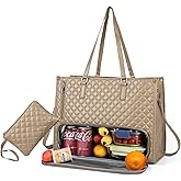 BELLPO Work Bag with Lunch Compartment for Women, 15.6 Inch Roomy Durable Laptop Handbag & Tote for Office, College, Nurse, Teacher, Casual, Business & Travel, Khaki