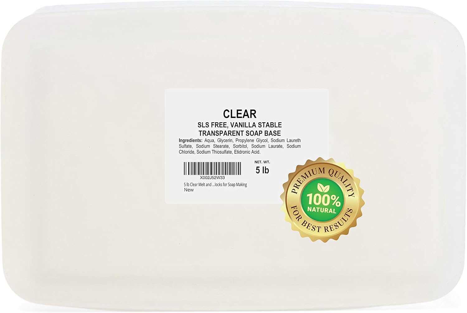 5 LB Ultra Clear Soap Base for Soap Making Melt and Pour Glycerin Soap Base Natural Soap Base for Soap Making Glycerin Blocks for Soap Making Soap Melt and Pour Base: Arts, Crafts & Sewing