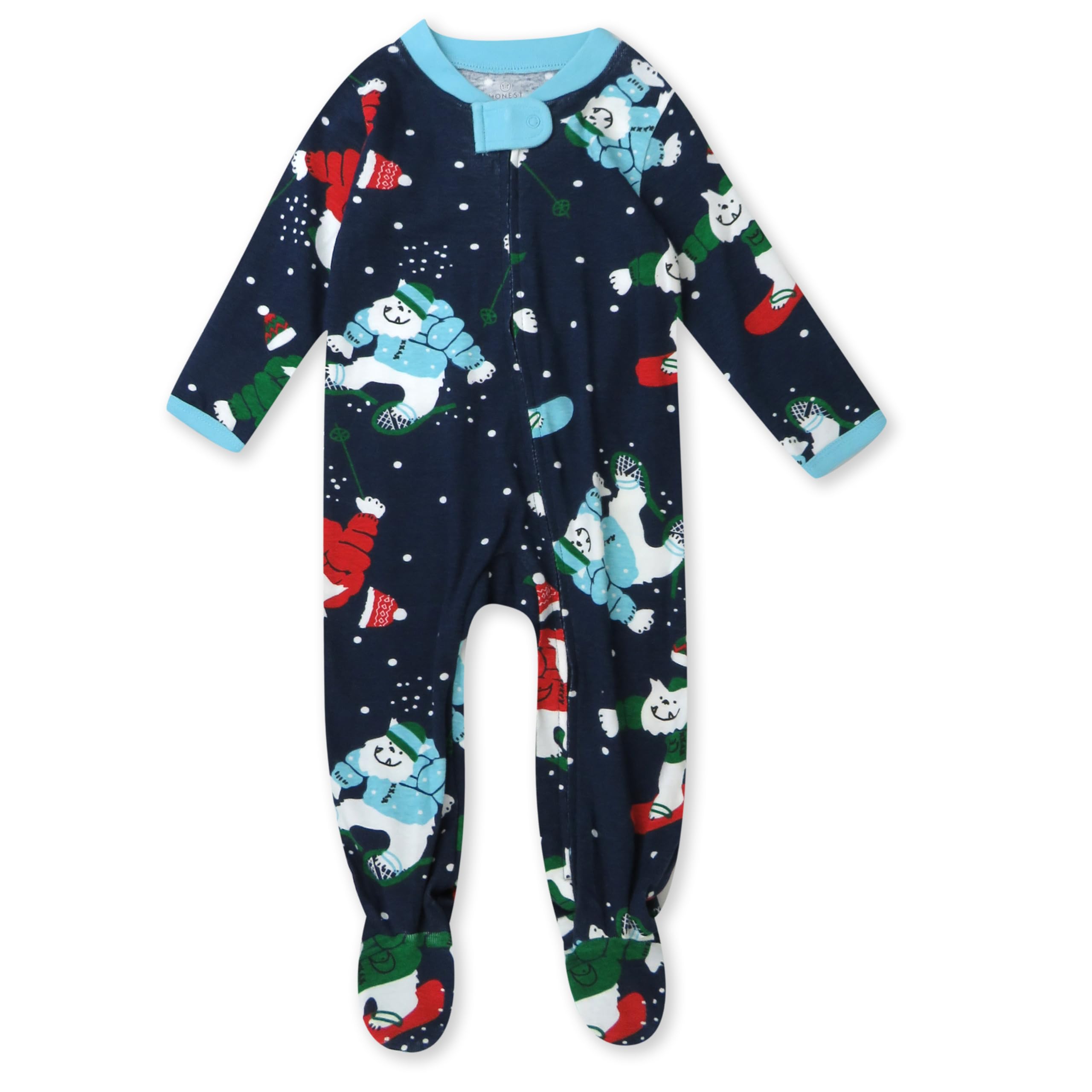 Photo 1 of HonestBaby Baby 1 Holiday Sleep & Play Footed One-Piece Pajama Sleeper 100% Organic Cotton, Snow Boardin, 0-3 Months