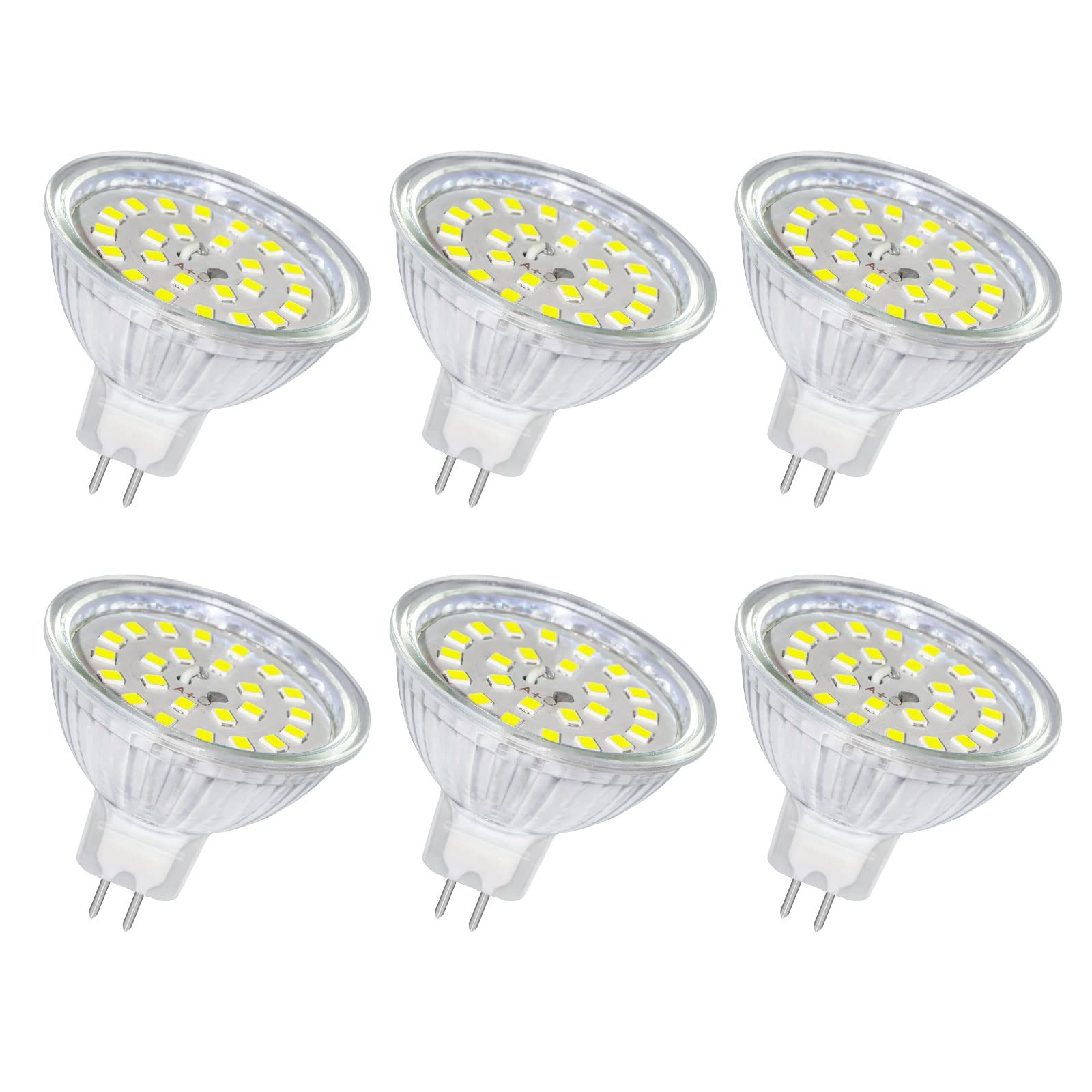 SCNNC MR16 GU5.3 LED Light Bulb 12V 5W Cool White 6000K, 500LM Non-Dimmable, Equivalent to 5 0W Halogen, GU5.3 MR16 LED Light Bulbs for Ceiling Lights, Landscape Lighting, Pack of 6