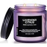 M&SENSE Soy Candles for Home Scented, 11.6oz Lavender Citrus Scent Aromatherapy 70H Burn Time, Stress Relief Gifts for Mom Girlfriend Teacher, Medium Jar Candle for Spa, Bath, Yoga