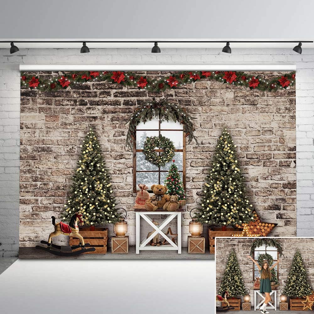 Avezano Winter Christmas Backdrop Vintage Wall Christmas