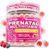 Prenatal Vitamins for Women Gummies w/ Methylfolate 1mg,DHA Iron Choline B6 | Prenatal Gummies w/ Vegan Omega-3, Iodine, Biotin, Probiotics, B12, D3 for Prenatal, Pregnancy, Postpartum, Sugar Free, 60Cts