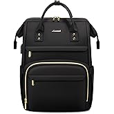 LOVEVOOK Laptop Backpack for Women,18 Inch Professional Womens Travel Backpack Purse Computer Laptop Bag Nurse Teacher Backpack,Waterproof College Work Bags Carry on Back Pack with USB Port,Black