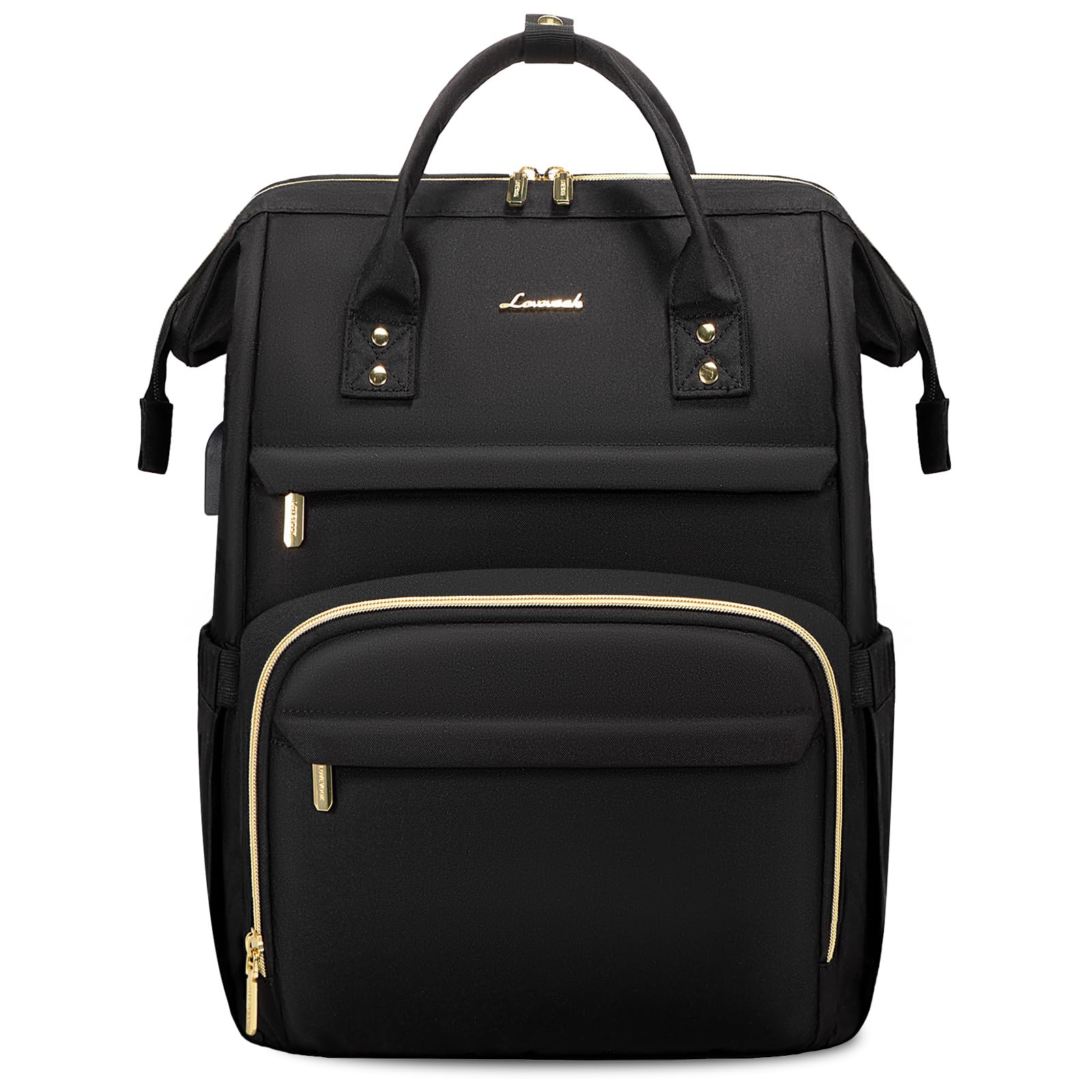 LOVEVOOK Laptop Backpack Womens, Small Backpacks fits 13.3 Waterproof School Bags Rucksack Casual Ladies Daypack with USB Charging Port for College Work Travel Business (14inch, Black)