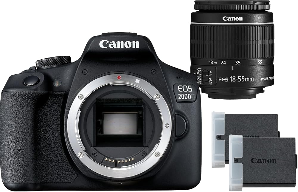Canon EOS 2000D with EF-S 18-55mm IS II Lens and Spare Battery