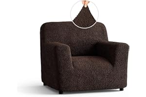 PAULATO BY GA.I.CO. Chair Cover - Armchair Cover - Armchair Slipcover - Soft Polyester Fabric Slipcover - 1-Piece Form Fit Stretch Furniture Protector - Microfibra Collection - Dark Brown (Chair)