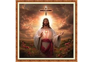 DMCXART Counted Cross Stitch Kits for Adults Needlepoint Kits Unprinted Cross Stitching Embroidery Kit 11CT Cross Stitch Supplies-Prayer for Jesus 18x18 inch