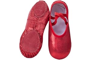 Phineein Girls Ballet Shoes for Girls Split-Sole Toddler Glitter Flats for Kids Dance