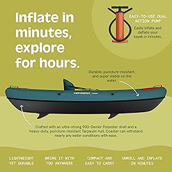 Retrospec Coaster 1 Person Inflatable Kayak, 220lb