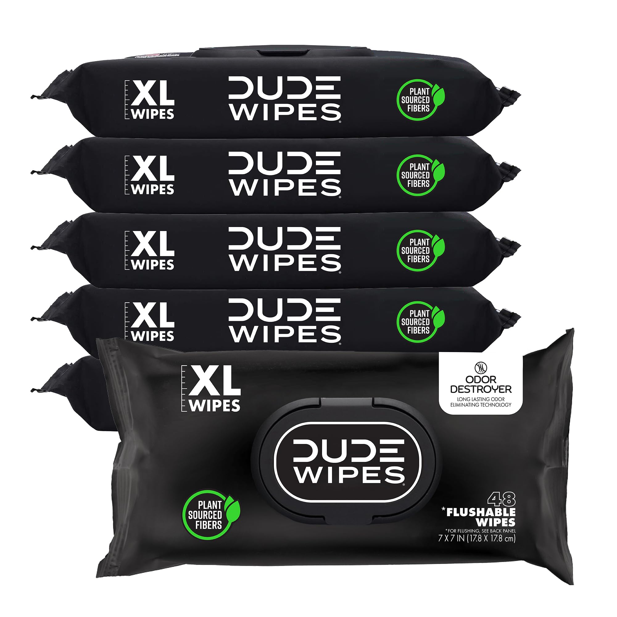 Photo 1 of DUDE Wipes - Flushable Wipes for Adults - 6 Pack, 288 Count - Odor Destroyer XL - Deodorizing with Clean Scent - Up to 24 Hours of Odor-Destroying Technology