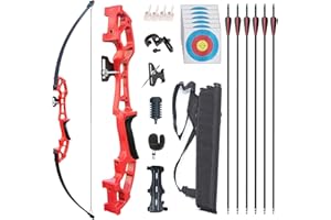 Monsour Archery Recurve Bow and Arrows Set for Adults Metal Riser 51" Longbow Kit Right Hand Straight Bow for Beginner Outdoor Hunting Shooting Practice