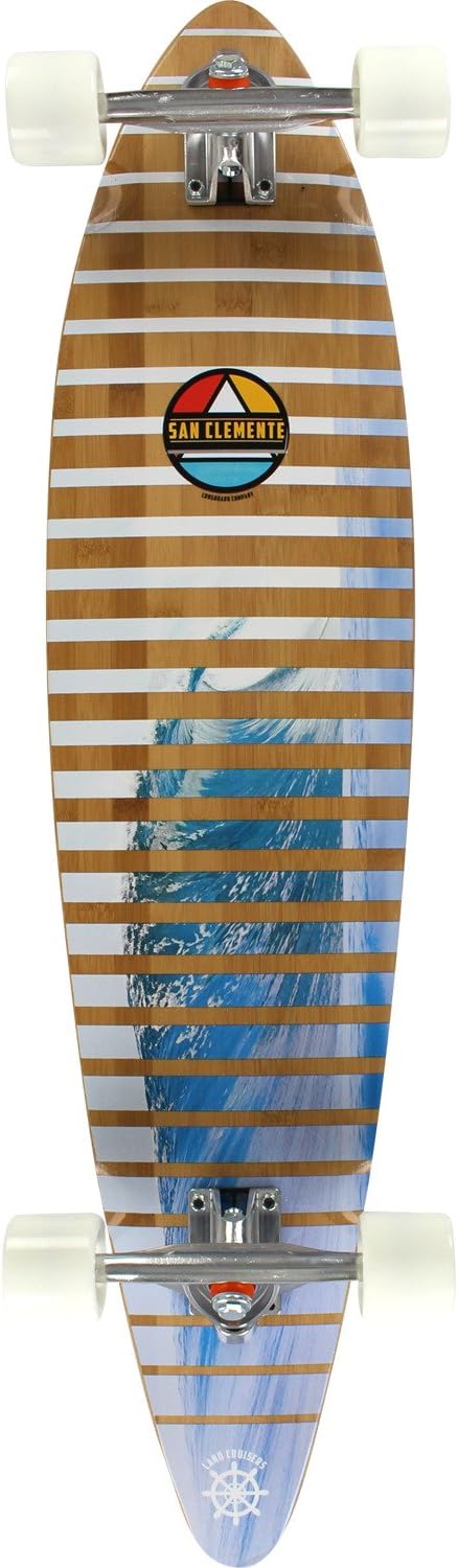 San Clemente Slivers Bamboo Pintail Complete Longboard Skateboard -8.75x38
