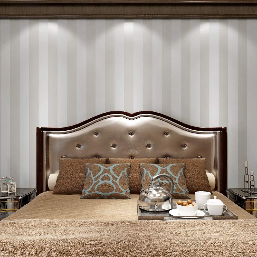 HANMERO European Modern Minimalist Country Luxury Stripe Nonwoven Fabric Wallpaper Rolls for Living Room Bedroom Tv Backdrop Wall Cream & White Color - Image 4