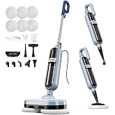 TOXOT Motorized Scrubbing Steam Mop, 260+ Scrubs/Min, High-Temp Steam | Electric Spin Mop with Rotating Pads, 500ml Tank, 2 Steam Modes, Swivel Steering, 17-Pc Kit for Hardwood, Tile &amp; Laminate