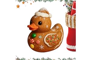 Resin Ducks - Gingerbread Christmas Resin Ducks - Cute Holiday Tree Candy Cane Texture Animal Table Ornament for Home Workpla