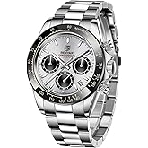 Men's Watch BENYAR Fashion Quartz Movement Wrist Watch Analog Chronograph Business Waterproof and Scratch Resistant Stainless Steel Strap Leisure Sports Watches for Men